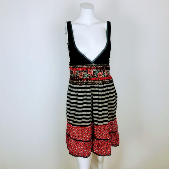 Free People Artsy Floral Stripe Contrast Dress Tie - Picture 2 of 6